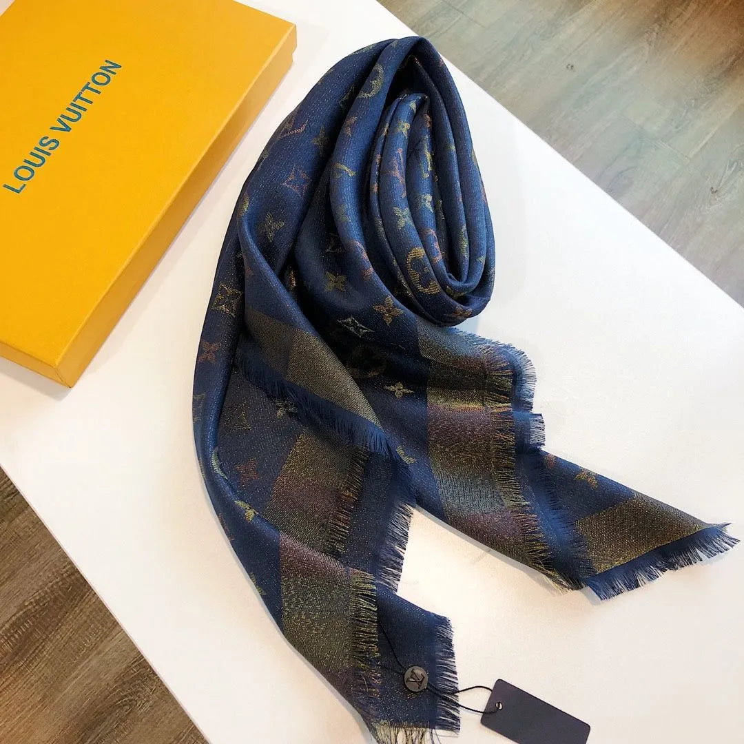 Classic printed silk and wool scarf