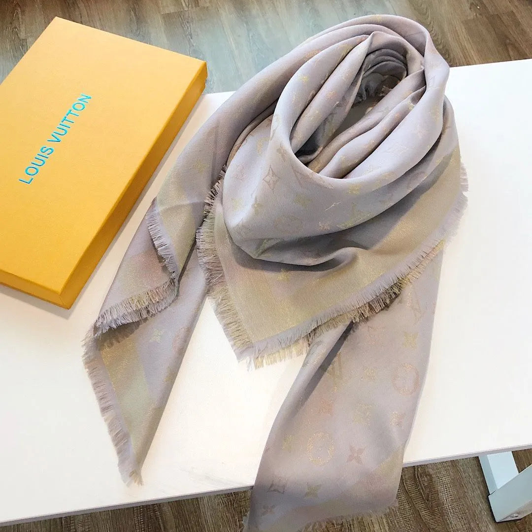 Classic printed silk and wool scarf