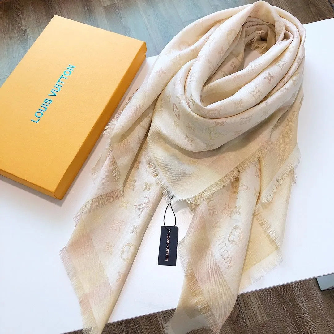 Classic printed silk and wool scarf