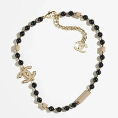Vintage Black Bead Necklace
