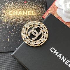 Diamond Hollow Round Brooch