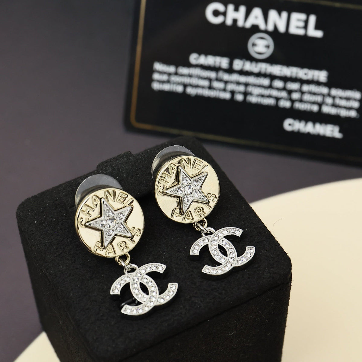 Diamond Gold Coin Button Earrings