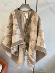 Fashion Wool Jacquard Cape