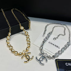 Glass Bead and Pearl Necklace