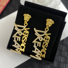 Vintage Diamond Letter Tassel Earrings