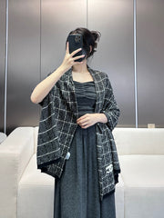 Fashion shiny plaid striped scarf