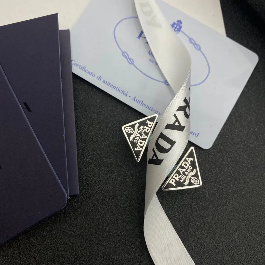 Vintage enamel triangle earrings
