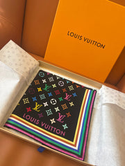 Colorful printed square silk scarf