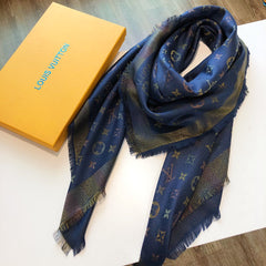 Classic printed silk and wool scarf
