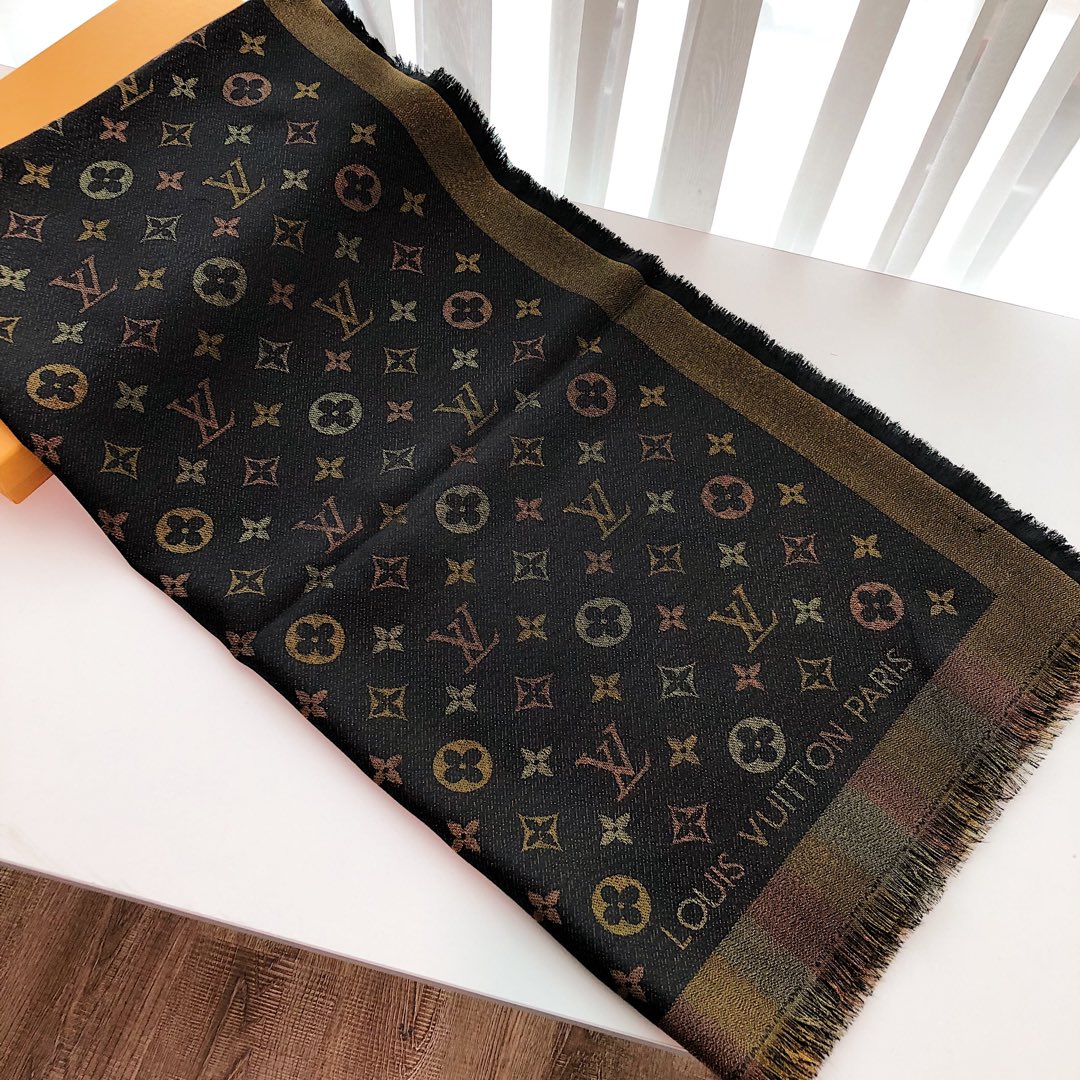 Classic printed silk and wool scarf