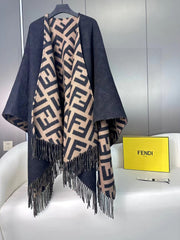 Retro wool and cashmere poncho