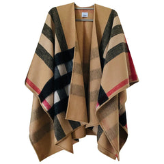 Double-sided Wool Plaid Cape