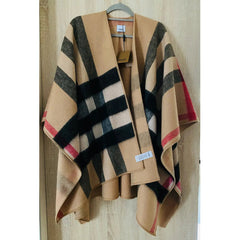 Double-sided Wool Plaid Cape