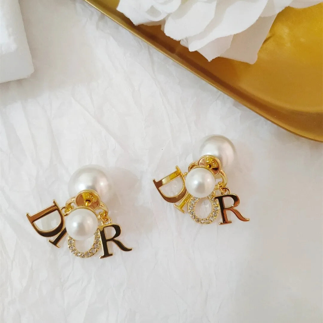 Classic Letter Pearl Earrings