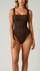 Ribbed Square Neck Bodysuit
