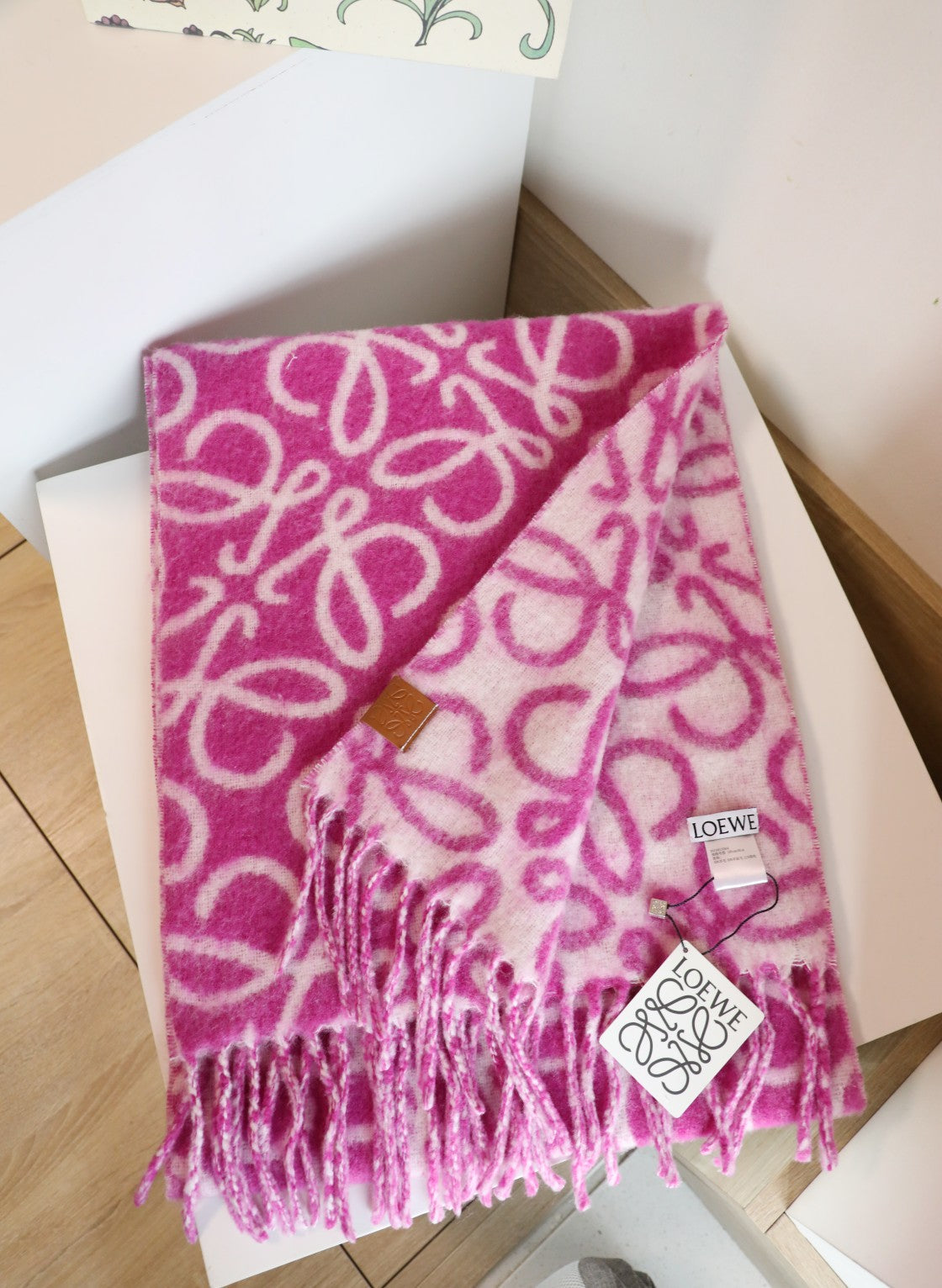 Printed wool and mohair scarf