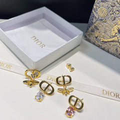 Asymmetrical Bee Crystal Earrings