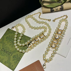 Fashion double-row pearl letter bracelet and necklace