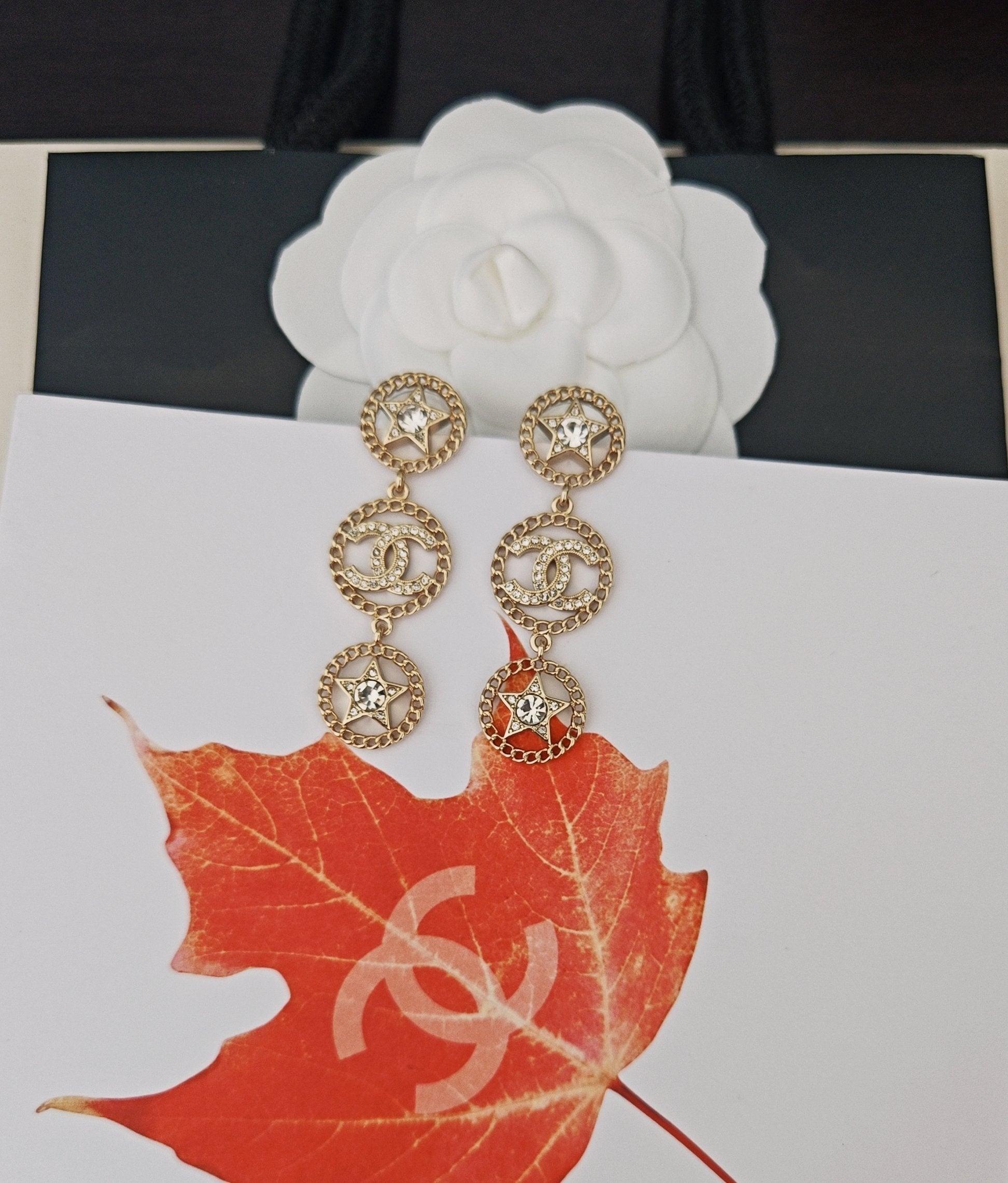 Hollow Round Five-pointed Star Earrings