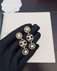 Hollow Round Five-pointed Star Earrings