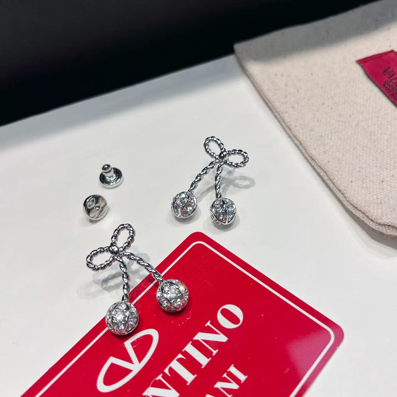 Diamond Bow Earrings