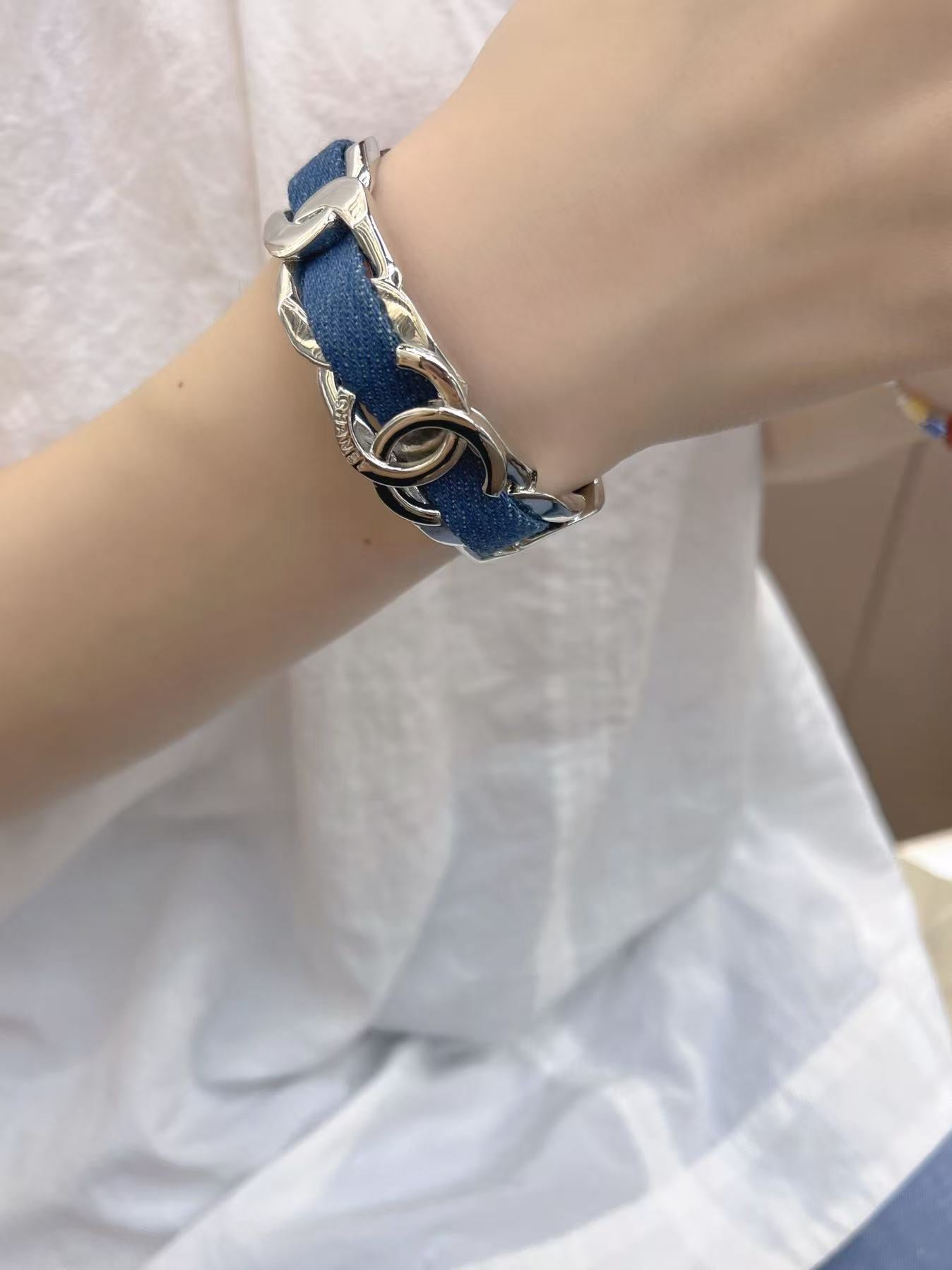 Denim Metal Cuff Bracelet