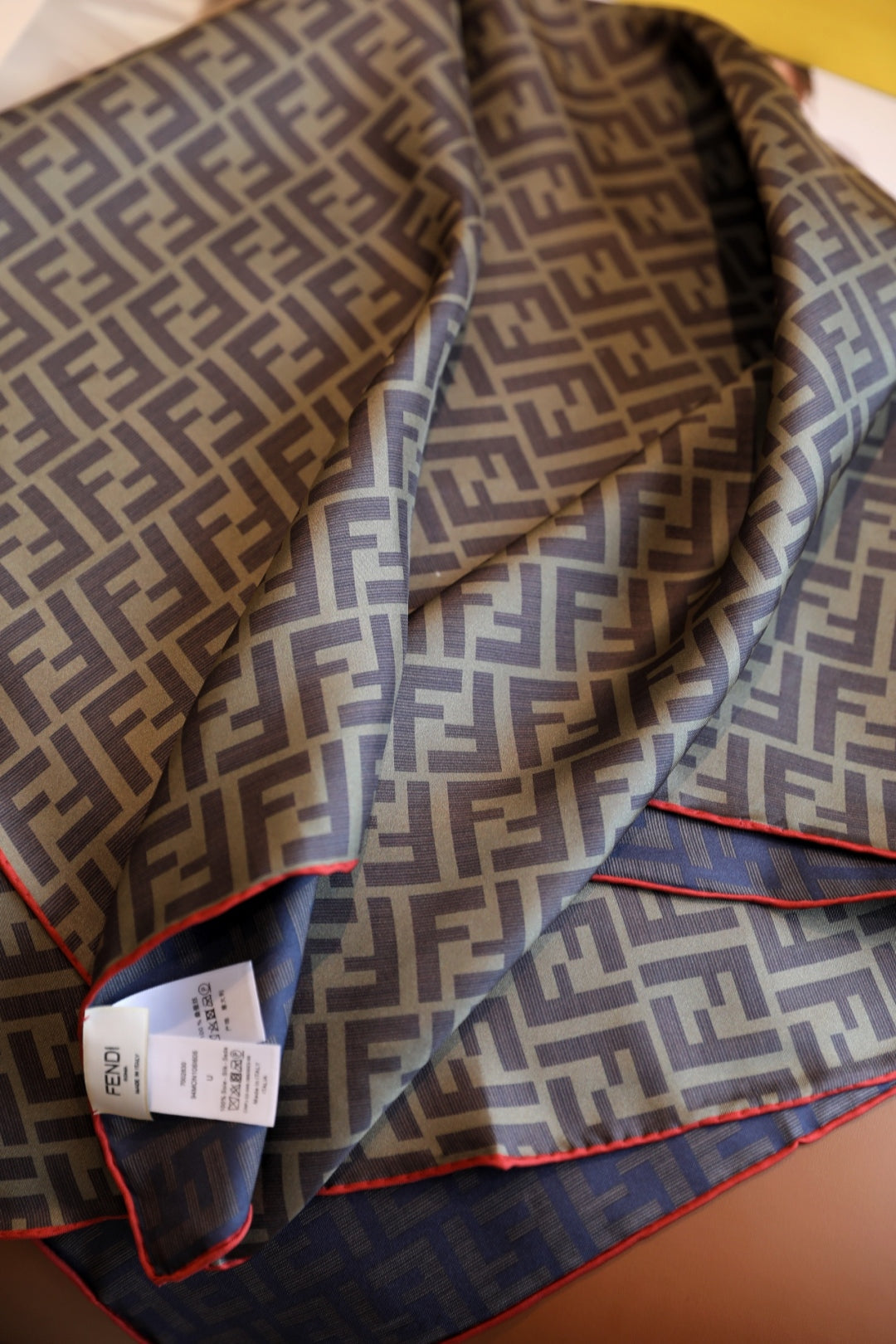Vintage full print square silk scarf