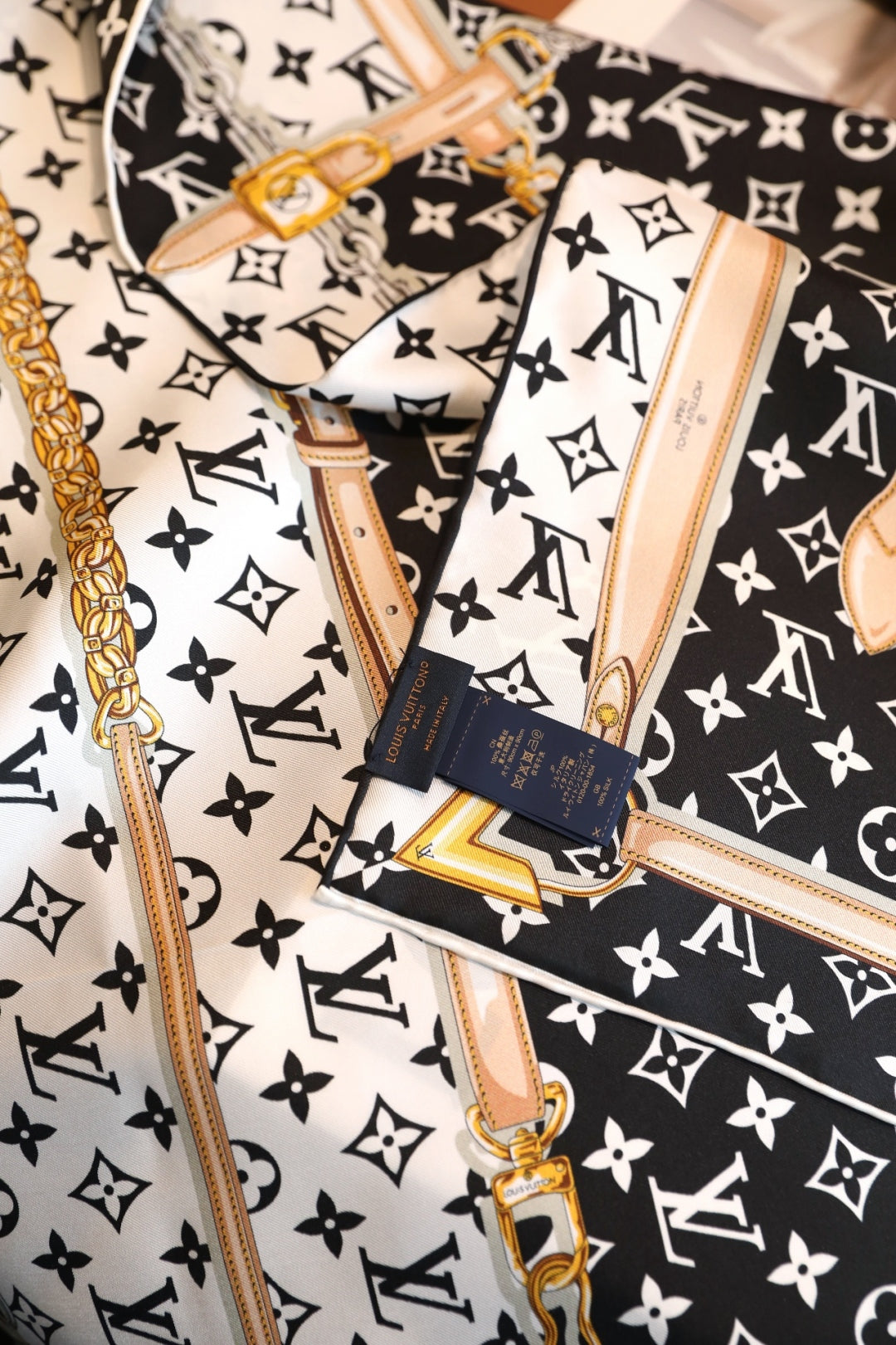 Printed square silk scarf