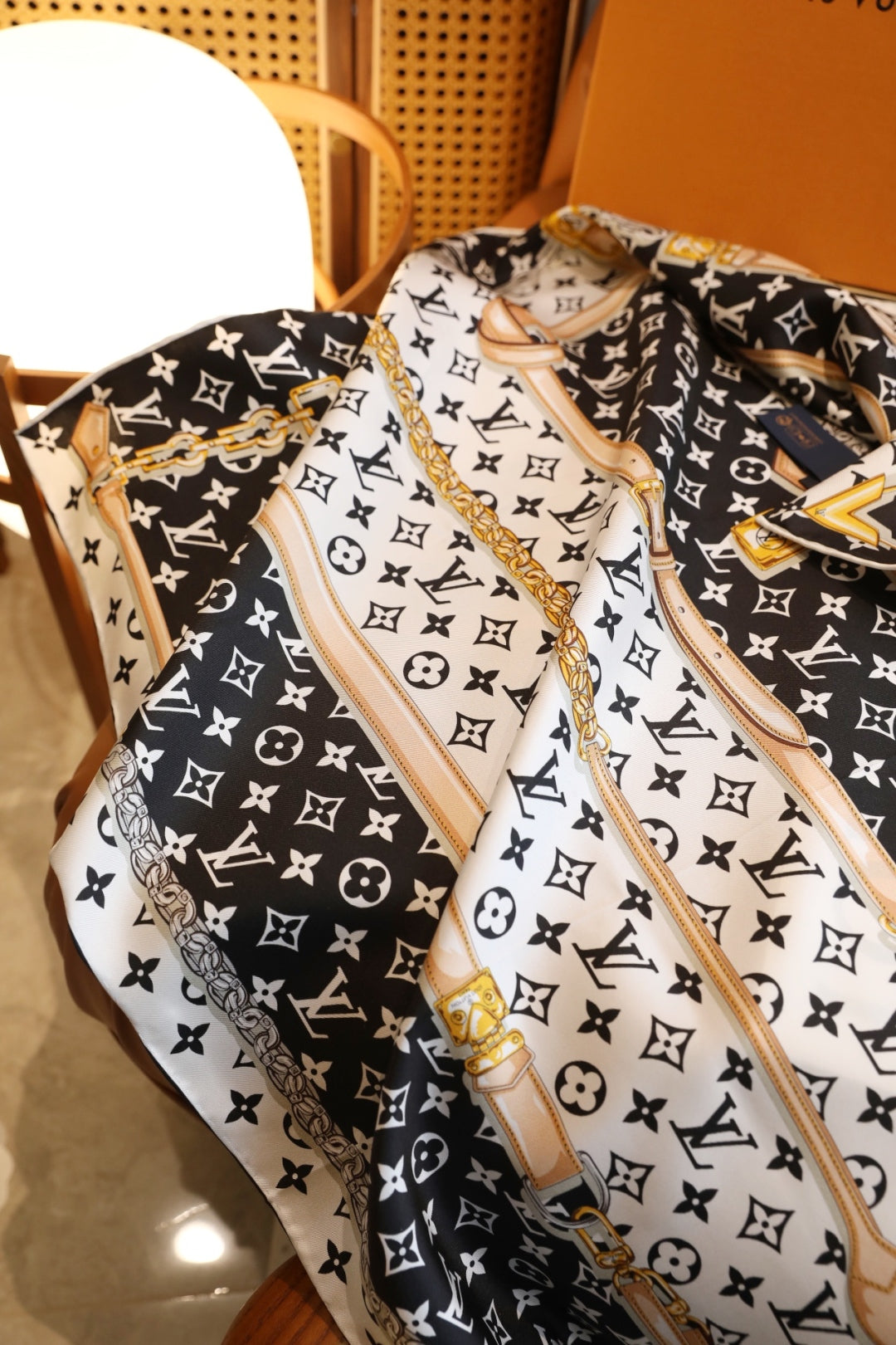 Printed square silk scarf