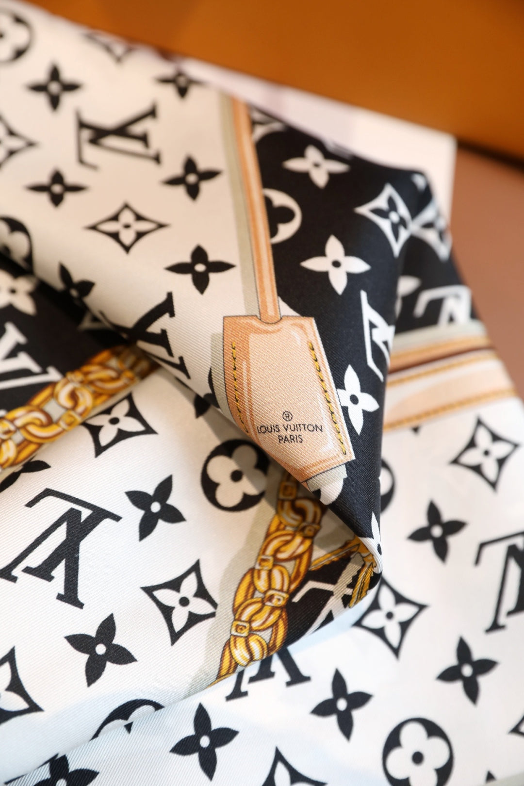 Printed square silk scarf