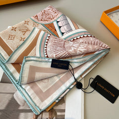 Orange printed mulberry silk square scarf