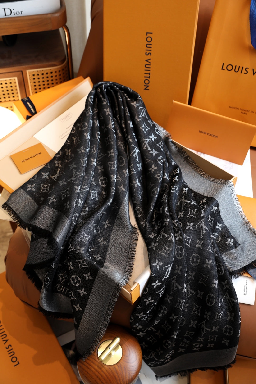 Elegant printed silk scarf