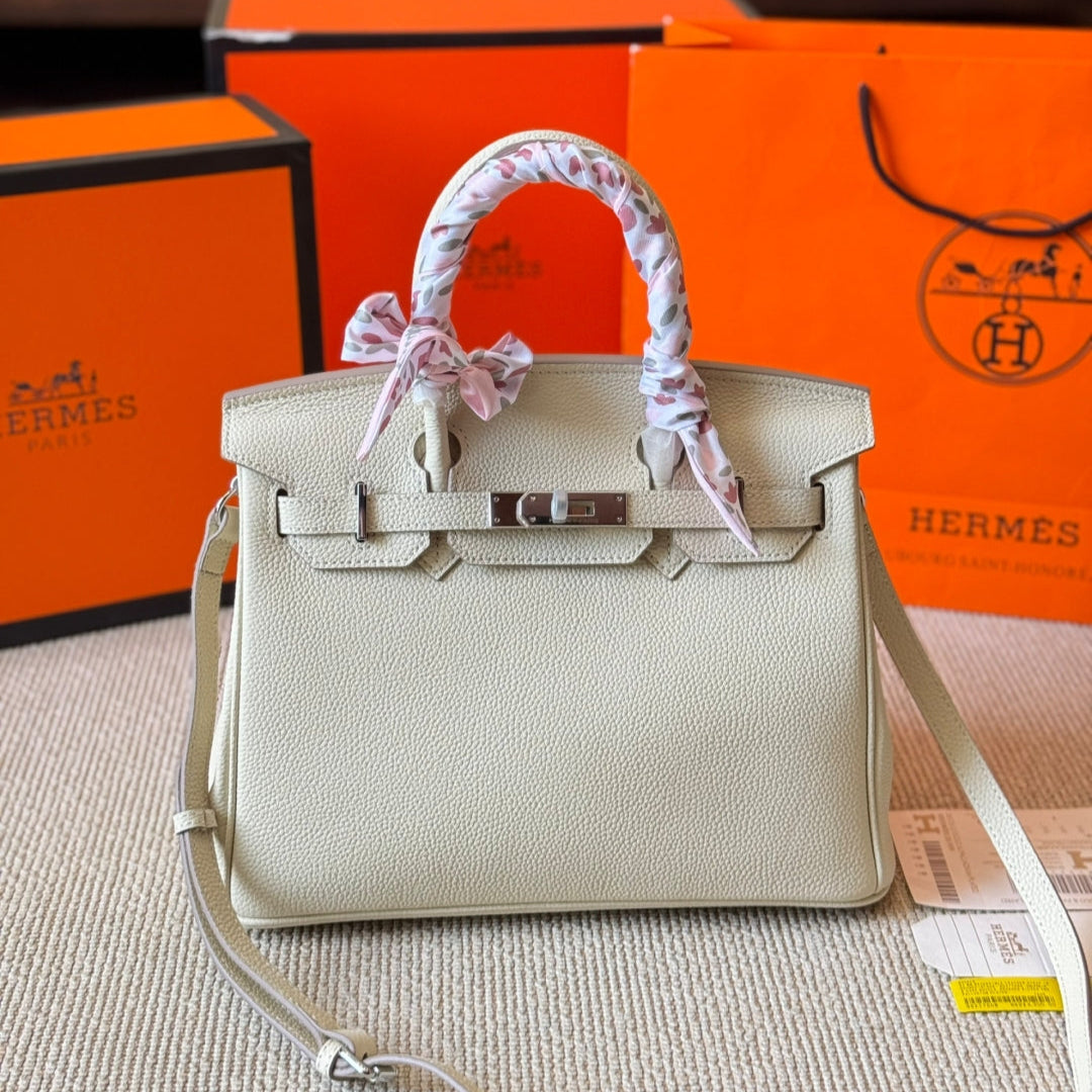 Leather fashion silver buckle handbag