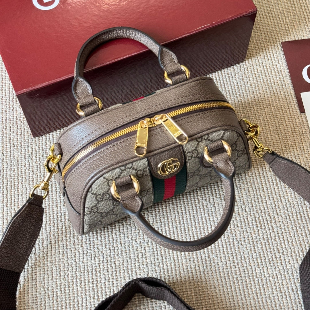 Ebony Leather Boston Bag