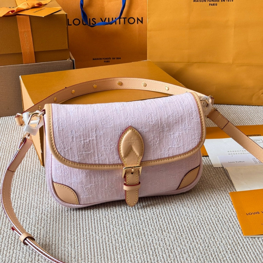 Pink Denim Baguette