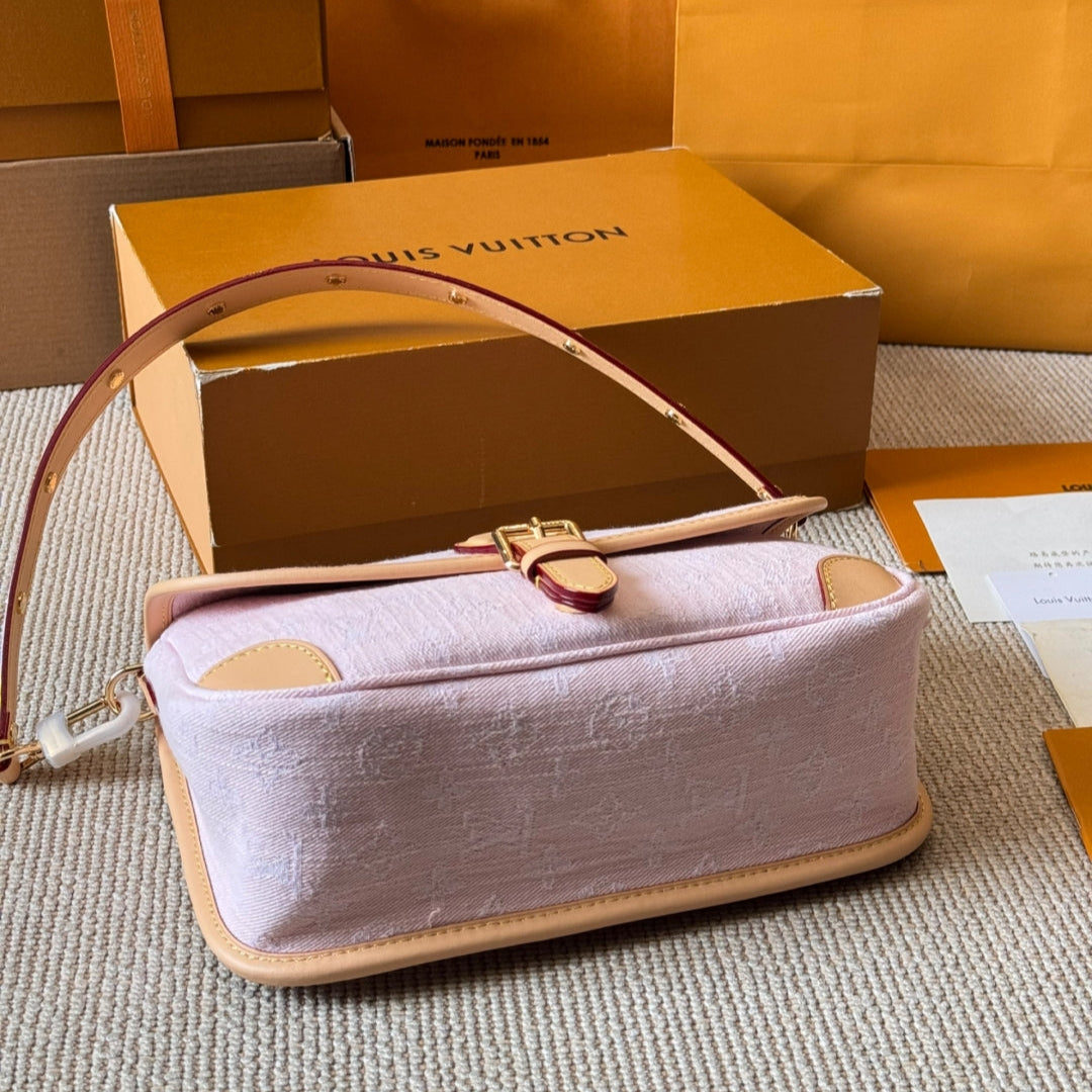 Pink Denim Baguette