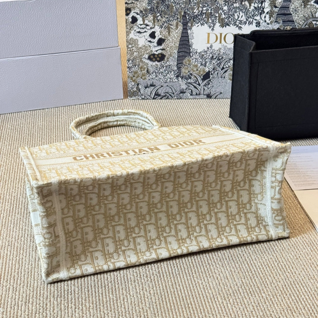 Gold Embroidery Medium Book Tote Bag