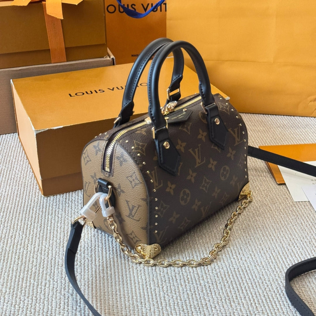 Classic leather brown khaki pillow bag