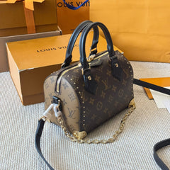 Classic leather brown khaki pillow bag
