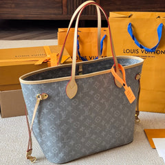 Gray denim medium shopping bag