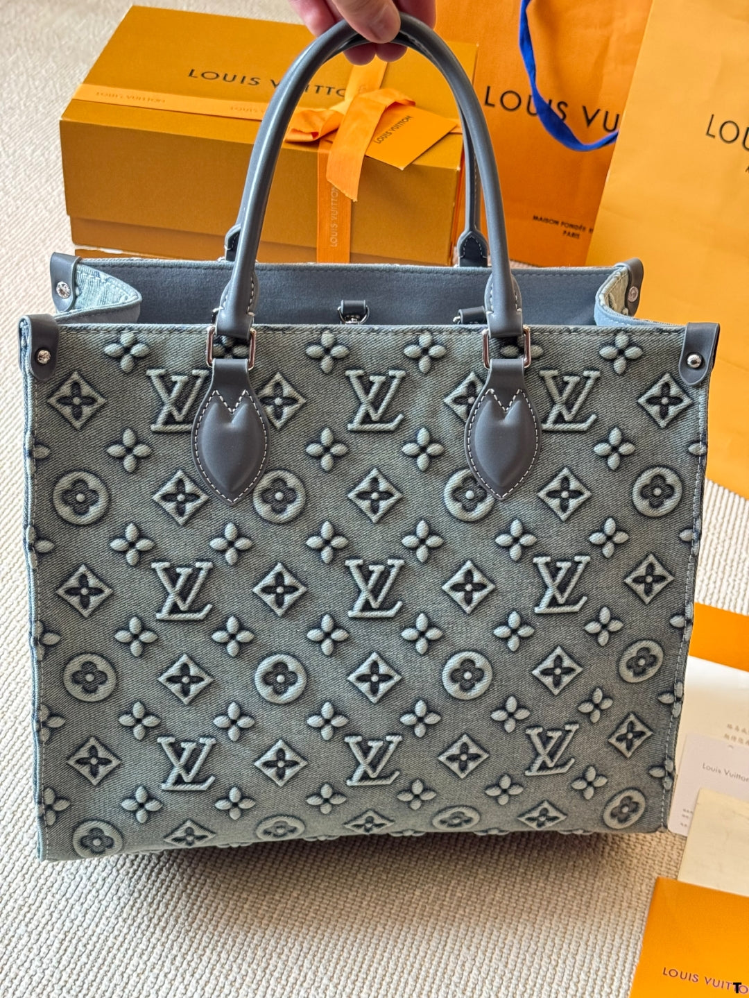 Fully embossed vintage tote