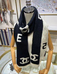 Alphanumeric pattern cashmere scarf