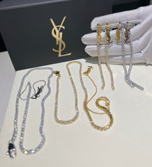 Sparkling Diamond Tassel Earrings + Necklace Set