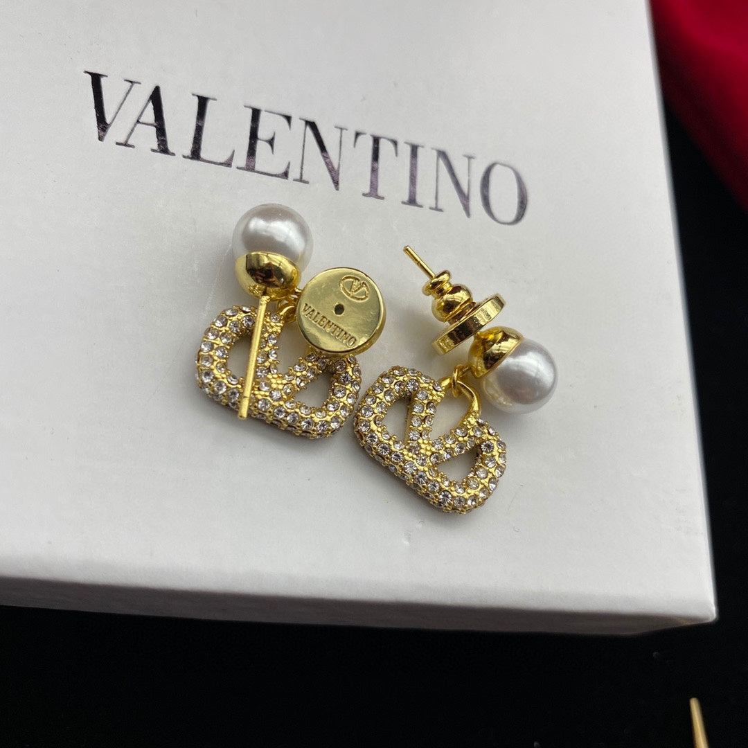 Mini Pearl and Diamond Drop Earrings