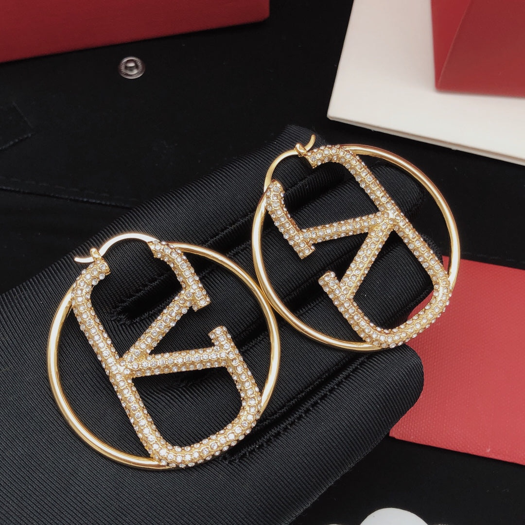 Large Diamond Hoop Earrings