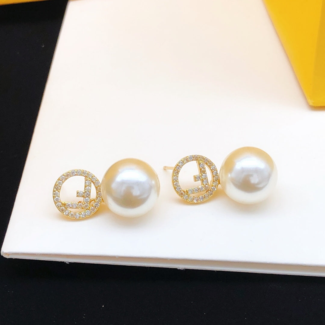 Diamond Pearl Drop Earrings