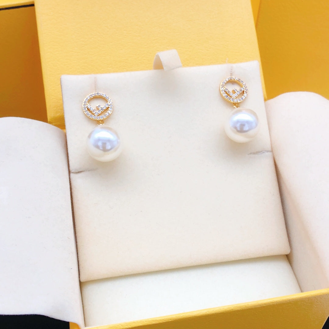 Diamond Pearl Drop Earrings