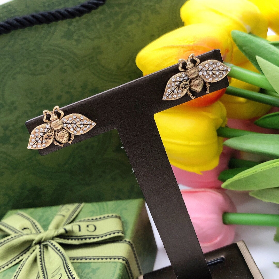 Personalized Bee Diamond Earrings