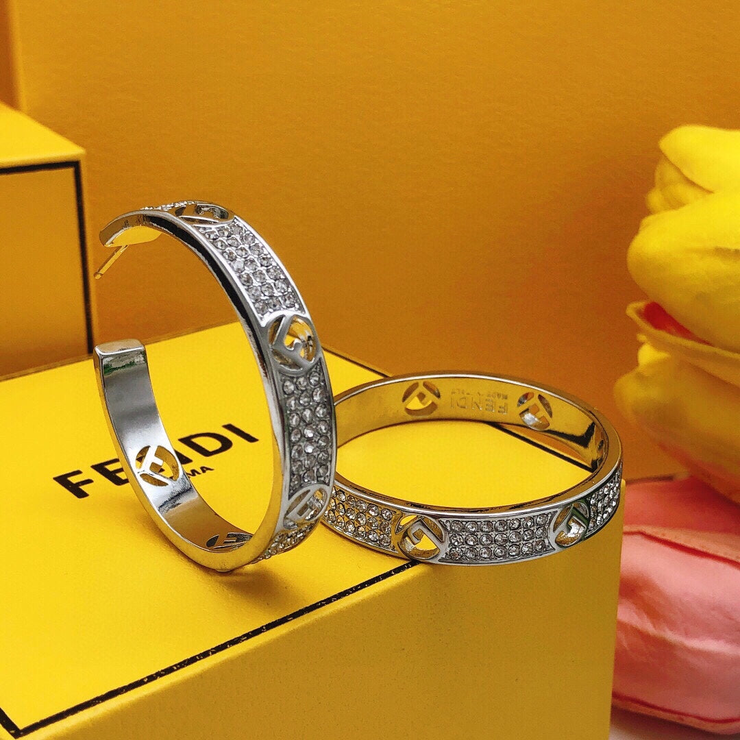 Large Diamonds Half Hoop Earrings