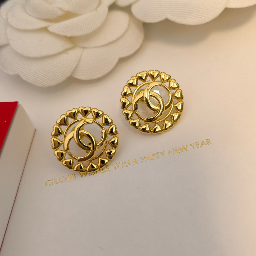 Heart-shaped Hollow Letter Earrings
